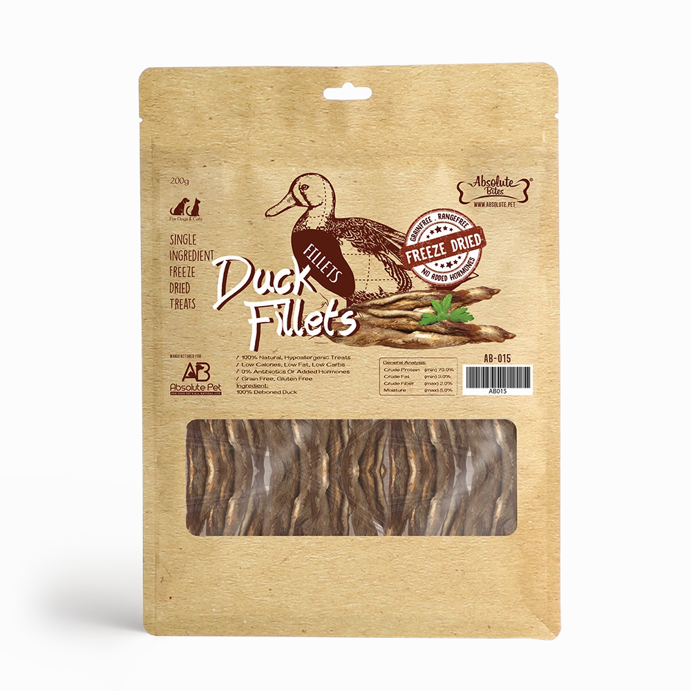 Absolute Bites Dog Freeze-Dried Duck Fillets 200g