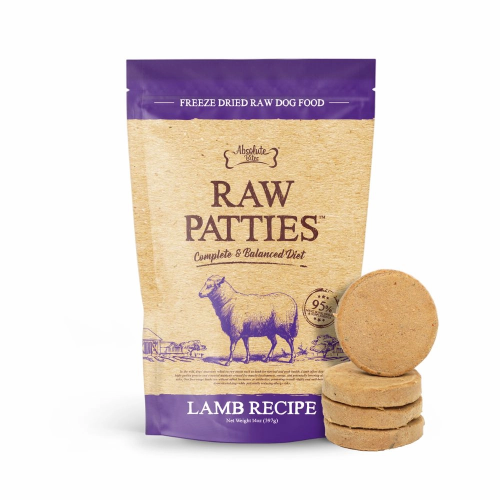 Absolute Bites Dog Freeze Dried Raw Patties Lamb 14oz