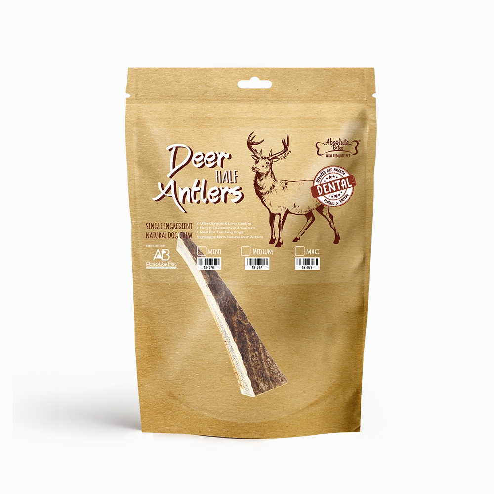 Absolute Bites Half Deer Antlers Dental Chew Mini