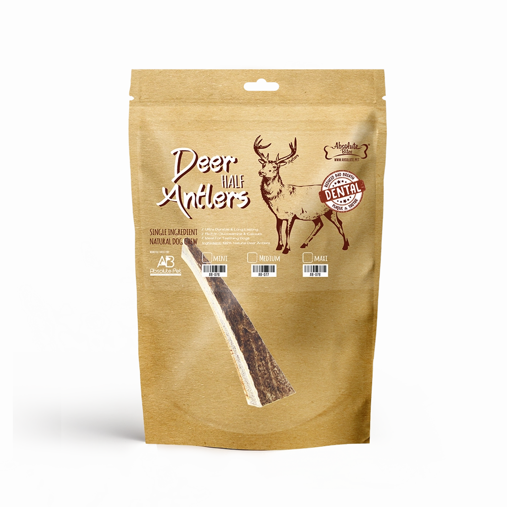 Absolute Bites Half Deer Antlers Dental Chew Mini