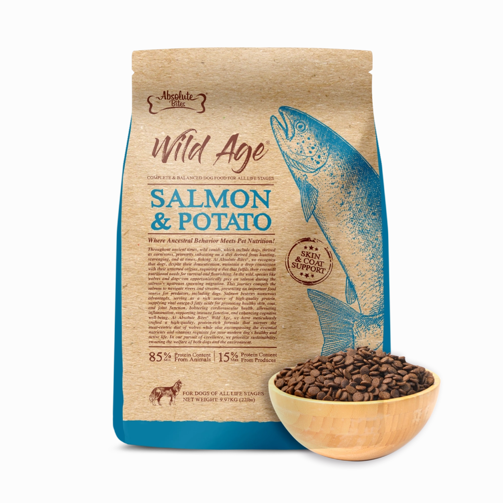 Absolute Bites Wild Age Dog Salmon & Potato Complete & Balanced For All Life Stages 22lbs (EXPIRY SEP 2025)