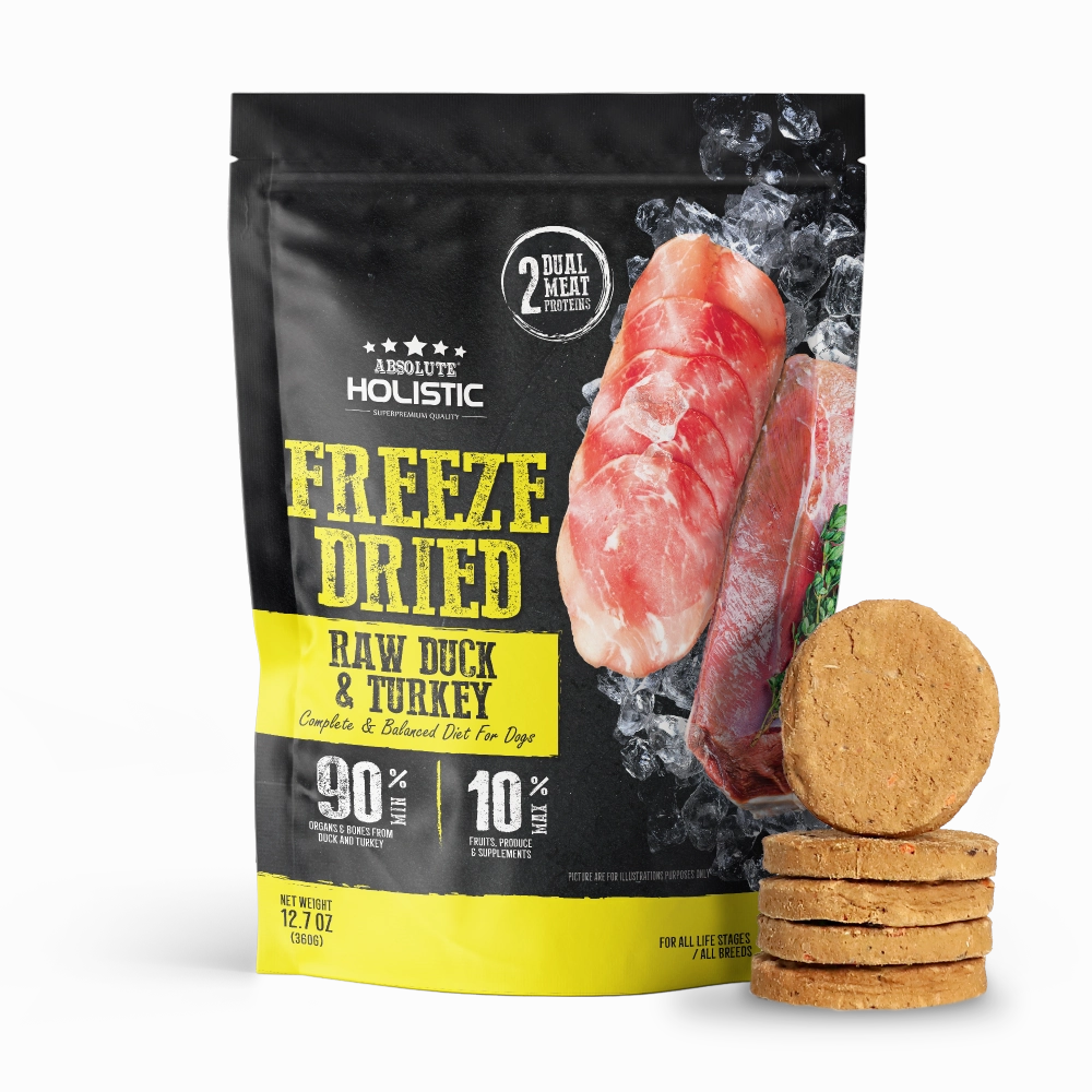 Absolute Holistic Dog Freeze Dried Raw Patties Duck & Turkey 12.7oz