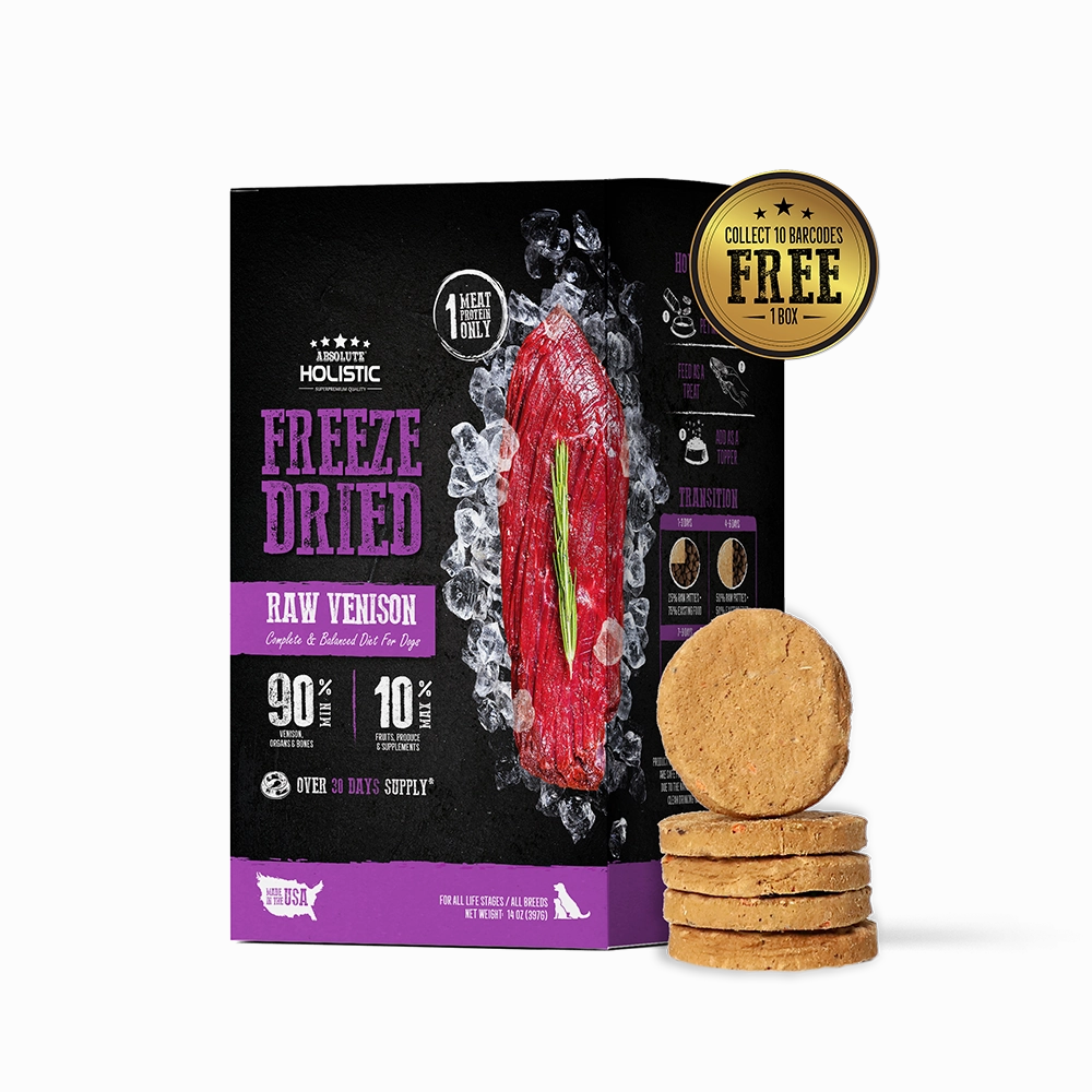 Absolute Holistic Dog Freeze Dried Raw Patties Venison 14oz
