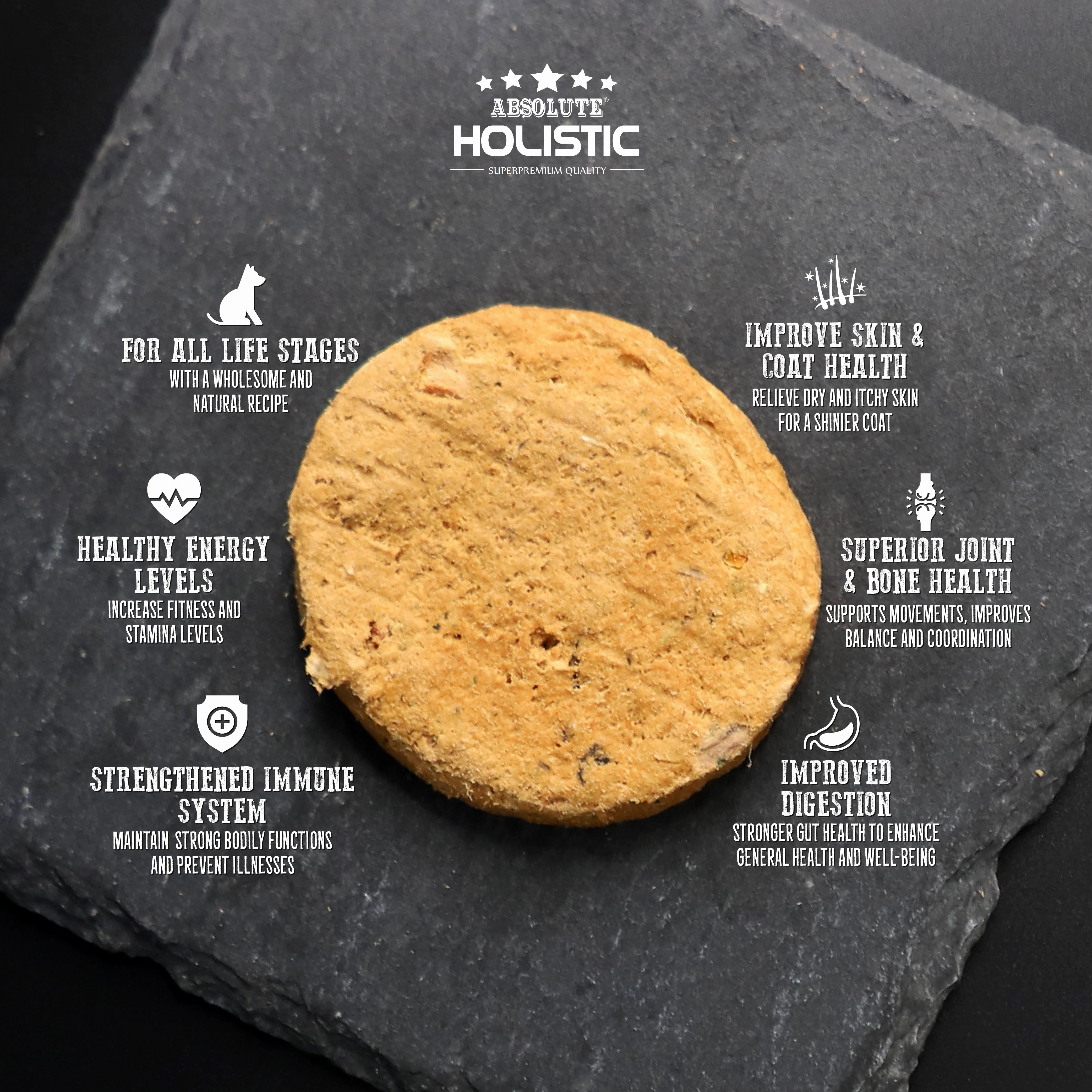 Absolute Holistic Dog Freeze Dried Raw Patties Venison & Beef 12.7oz (EXPIRY 13 JUL 2025)