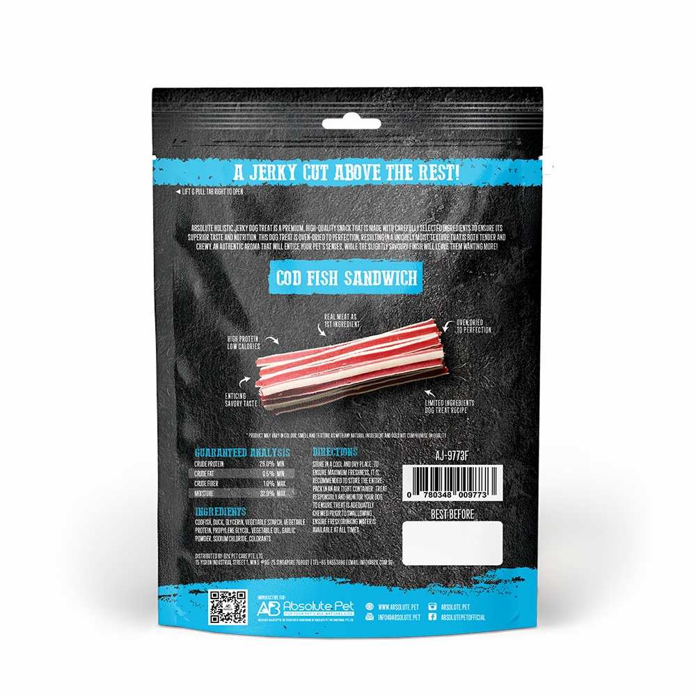 Absolute Holistic Dog Treats Codfish Jerky Sandwich 100g