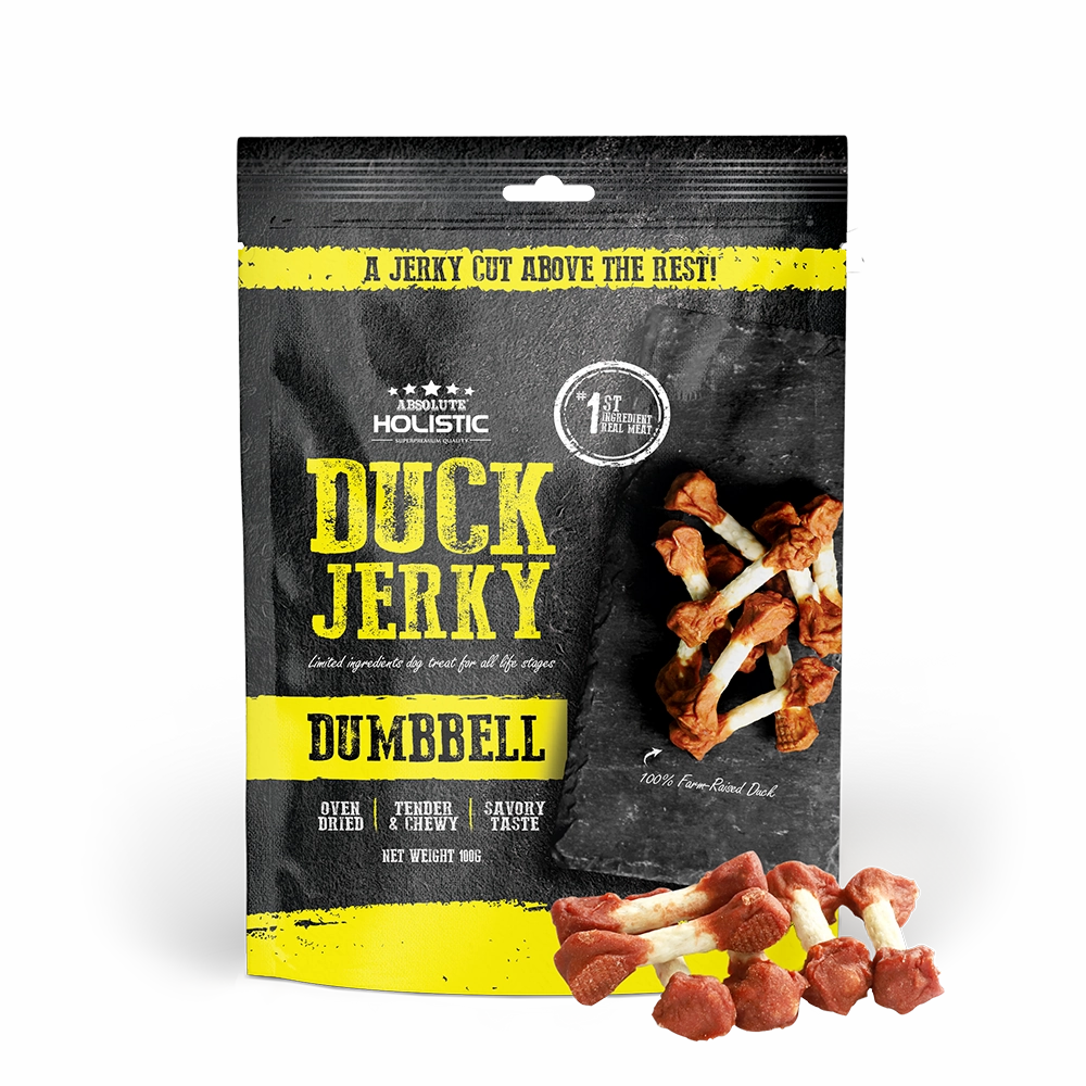 Absolute Holistic Dog Treats Duck Jerky Dumbbell 100g