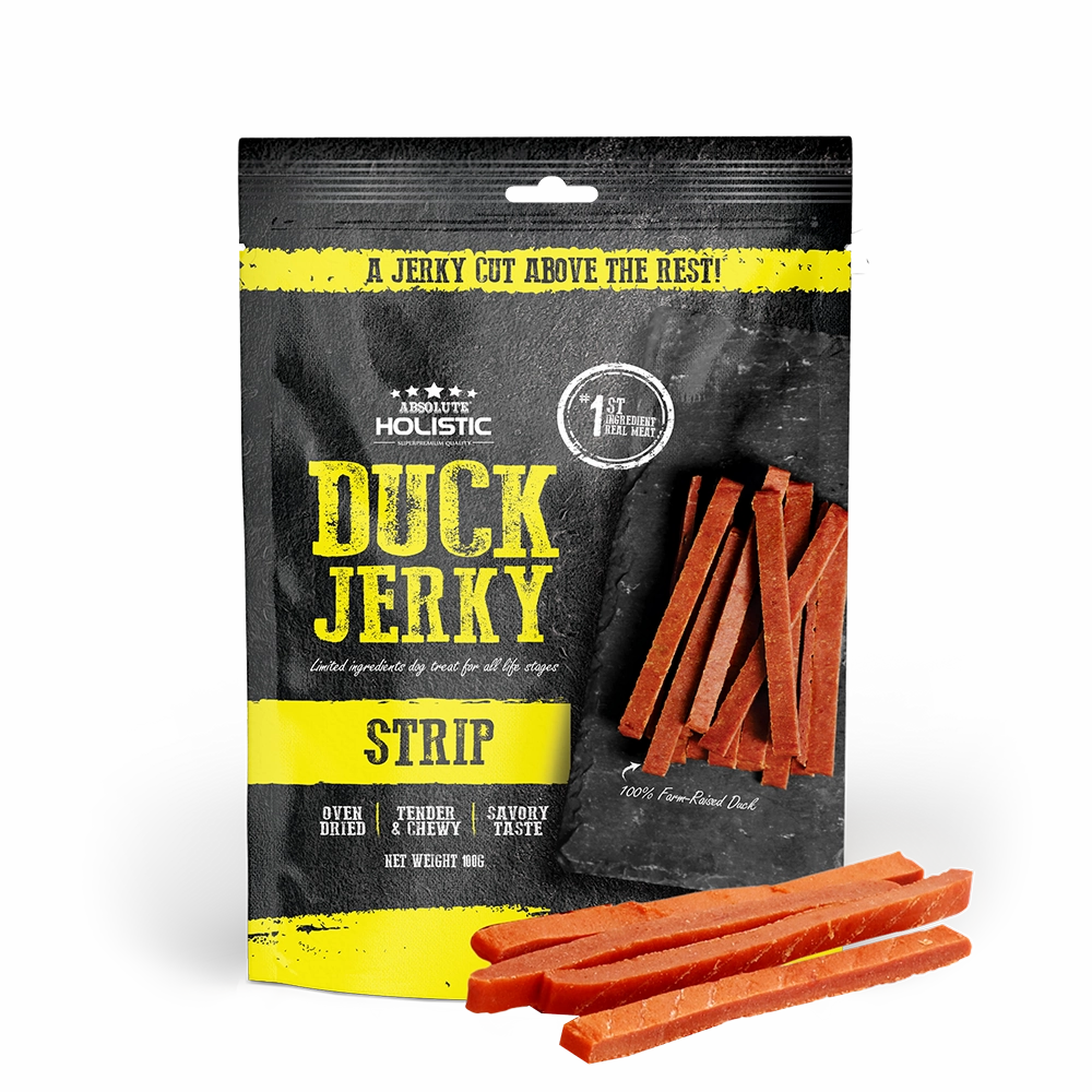 Absolute Holistic Dog Treats Duck Jerky Strip 100g