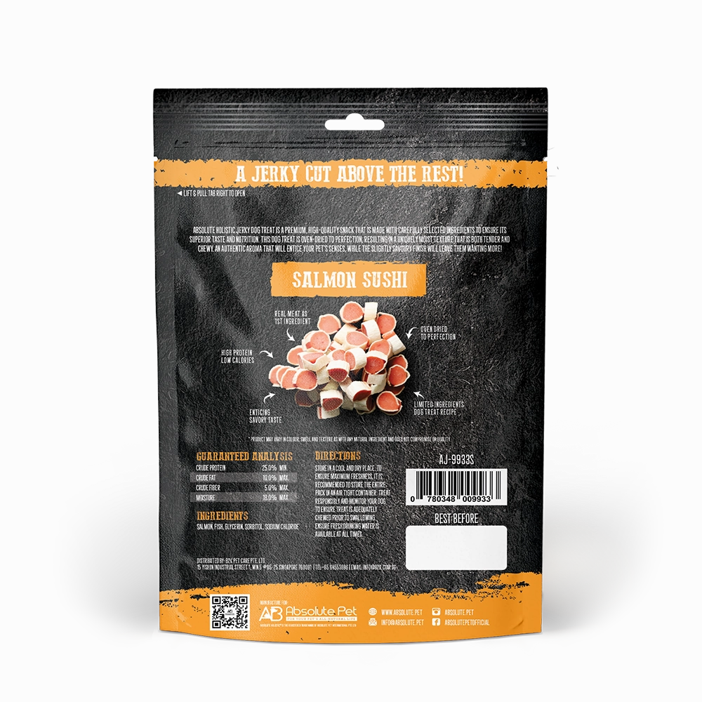 Absolute Holistic Dog Treats Salmon Jerky Sushi 100g