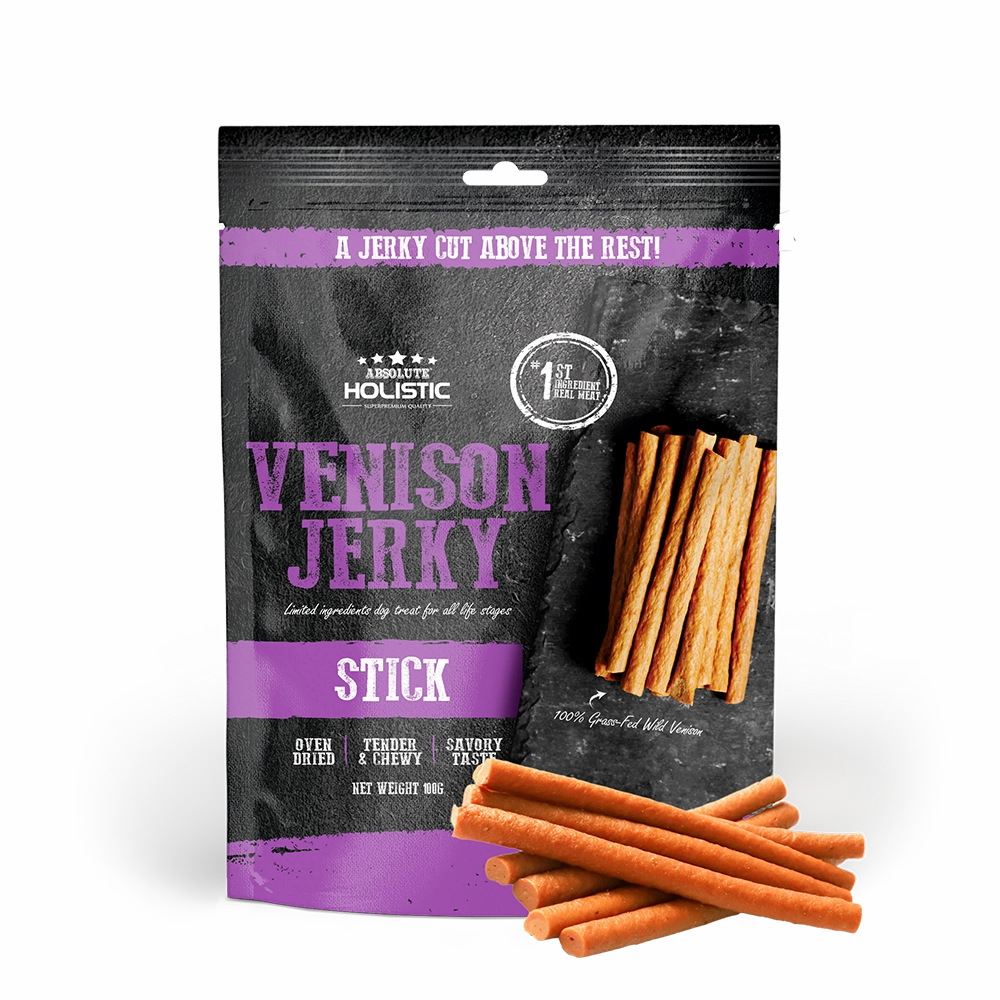 Absolute Holistic Dog Treats Venison Jerky Stick 100g