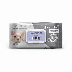 Absorb Plus Charcoal Pet Wipes Lavender Scented 15cm x 20cm - 80sheets