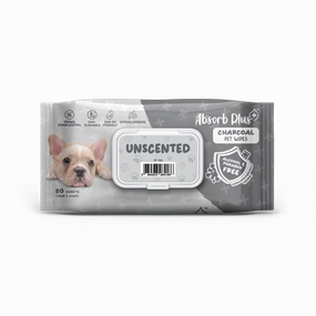 Absorb Plus Charcoal Pet Wipes Unscented 15cm x 20cm - 80sheets