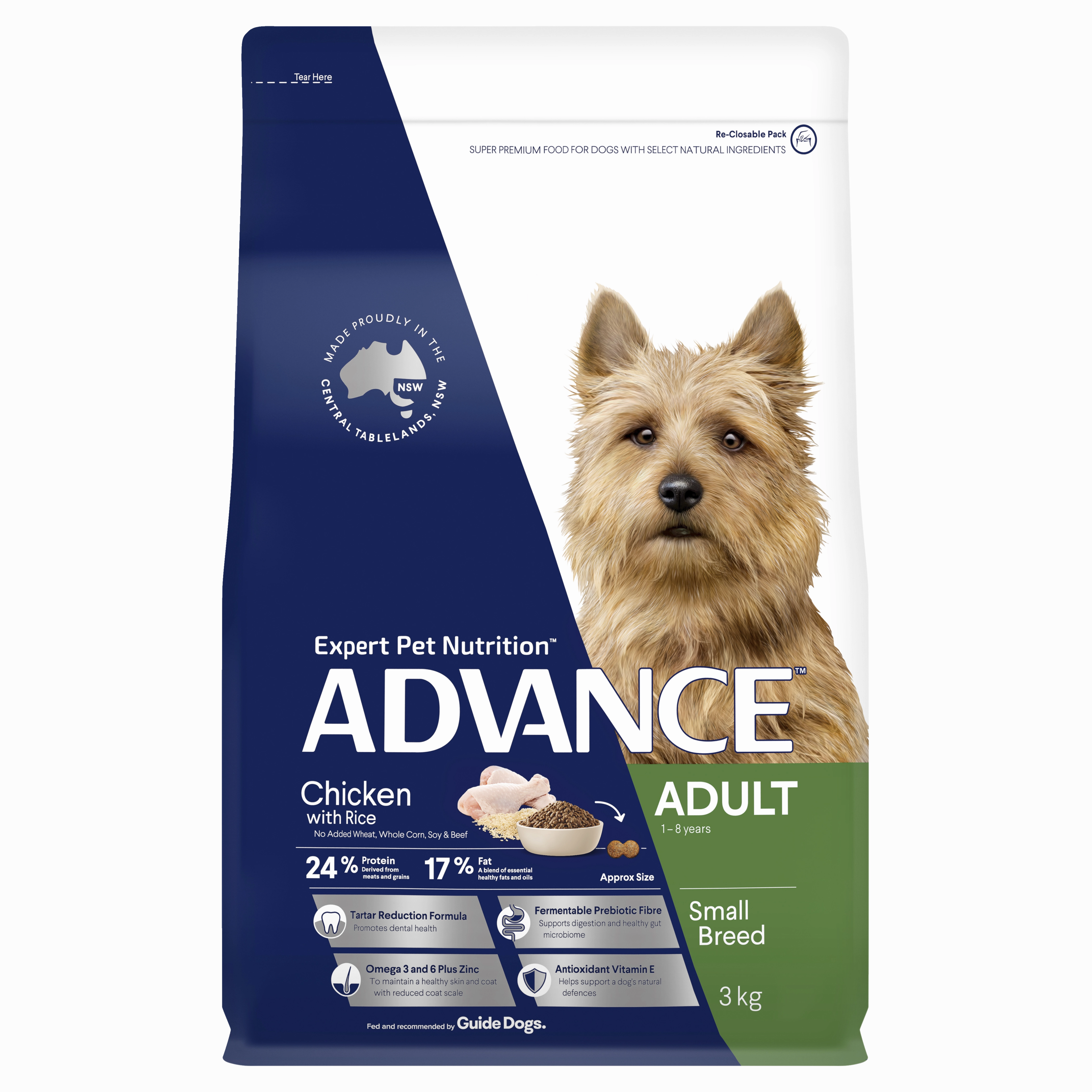 ADVANCE - Adult Small Breed Chicken with Rice Dog Dry Food (3kg)
