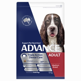 ADVANCE - Dental Care Triple Action Adult Medium Breed Chicken with Rice Dog Dry Food (13kg)