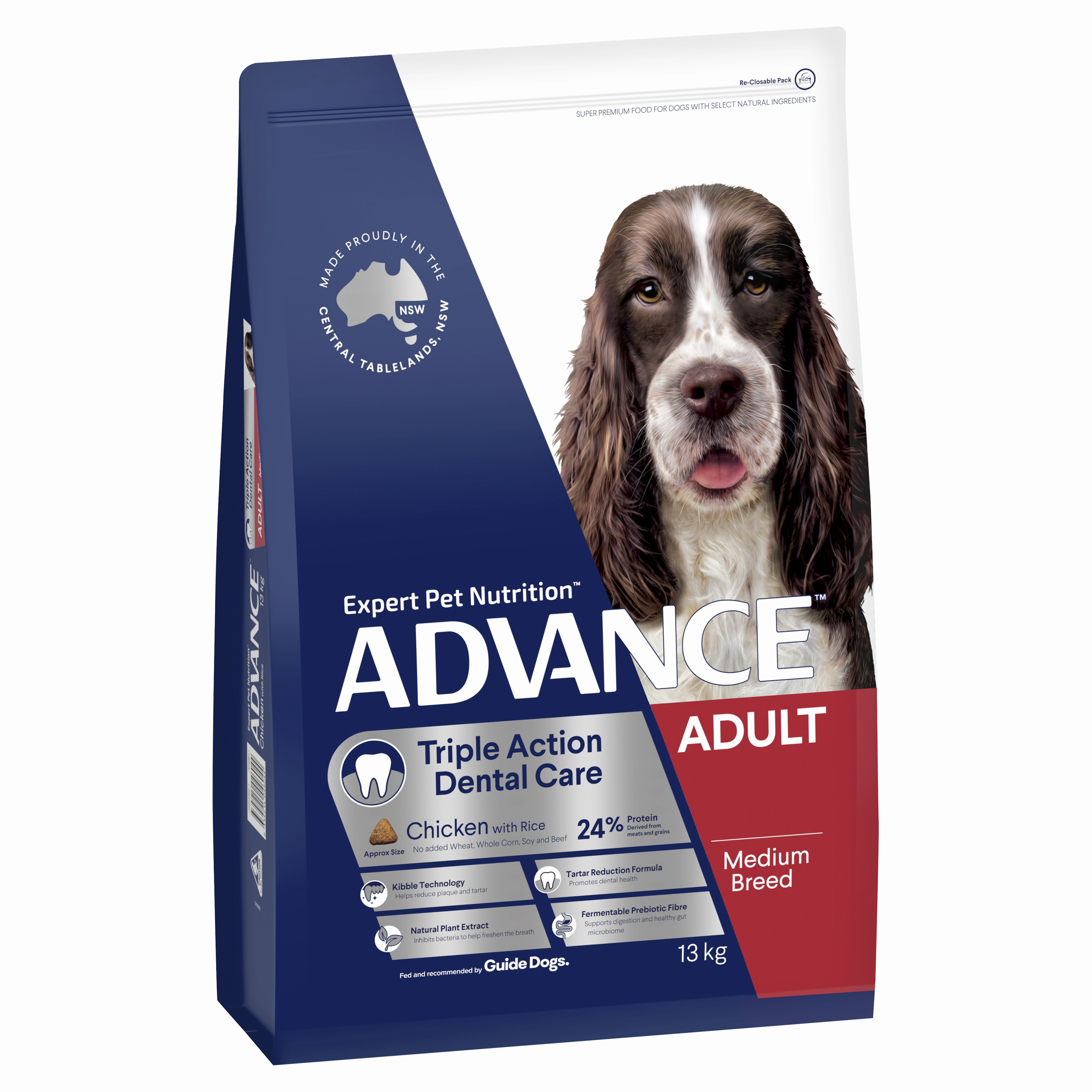 ADVANCE - Dental Care Triple Action Adult Medium Breed Chicken with Rice Dog Dry Food (13kg)
