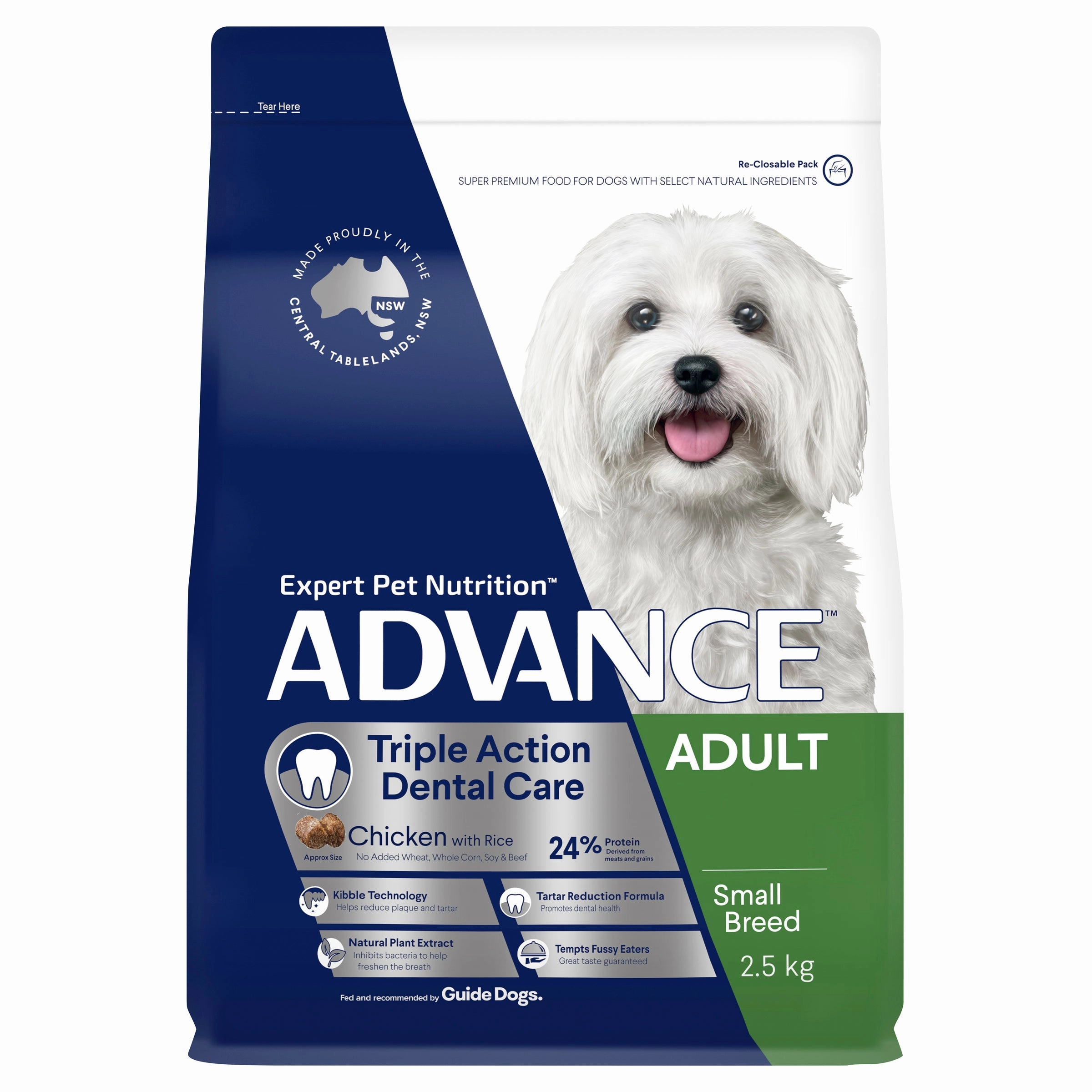 ADVANCE - Dental Care Triple Action Adult Small Breed Chicken with Rice Dog Dry Food (2.5kg)