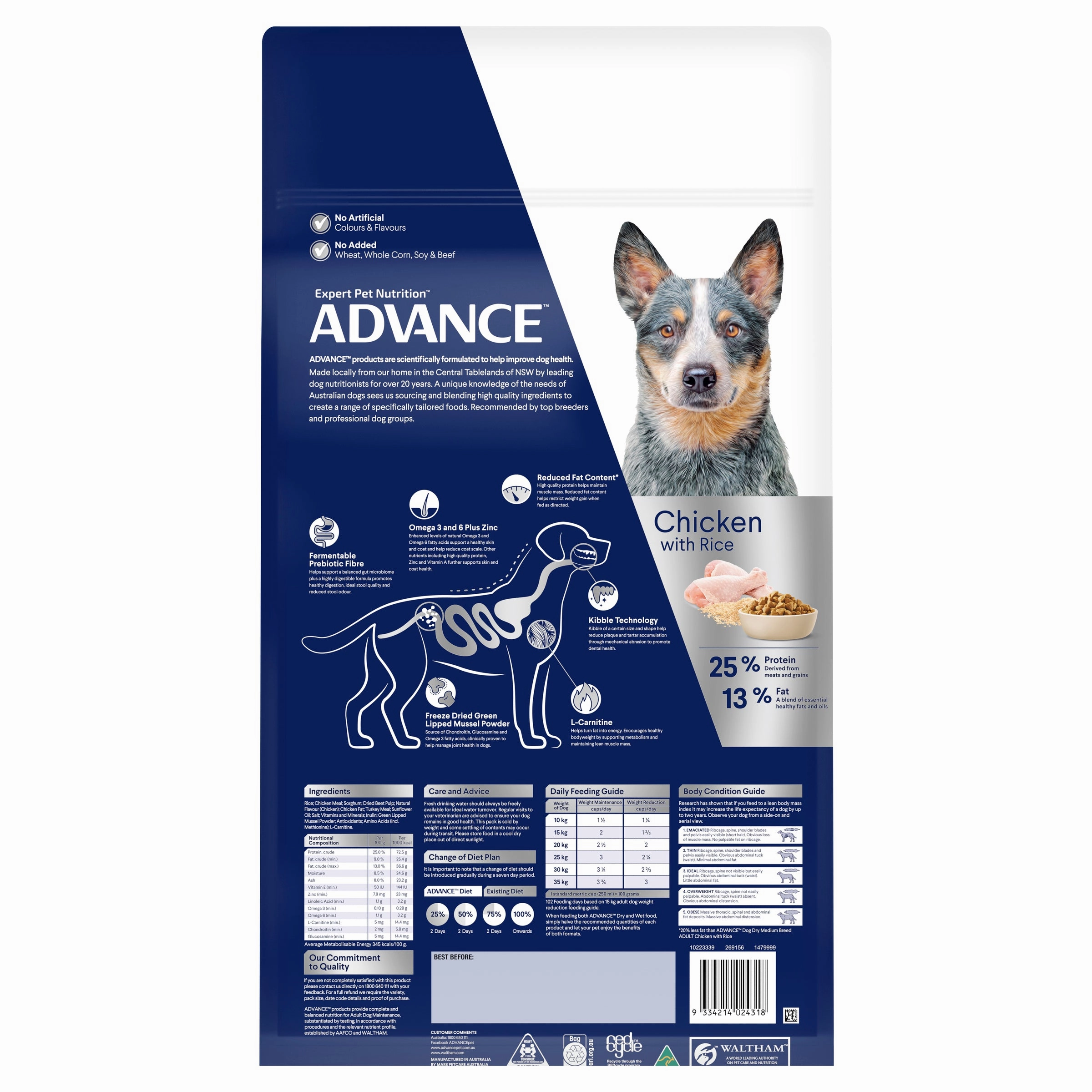 ADVANCE - Healthy Weight Adult Medium Breed Chicken with Rice Dog Dry Food (17kg)