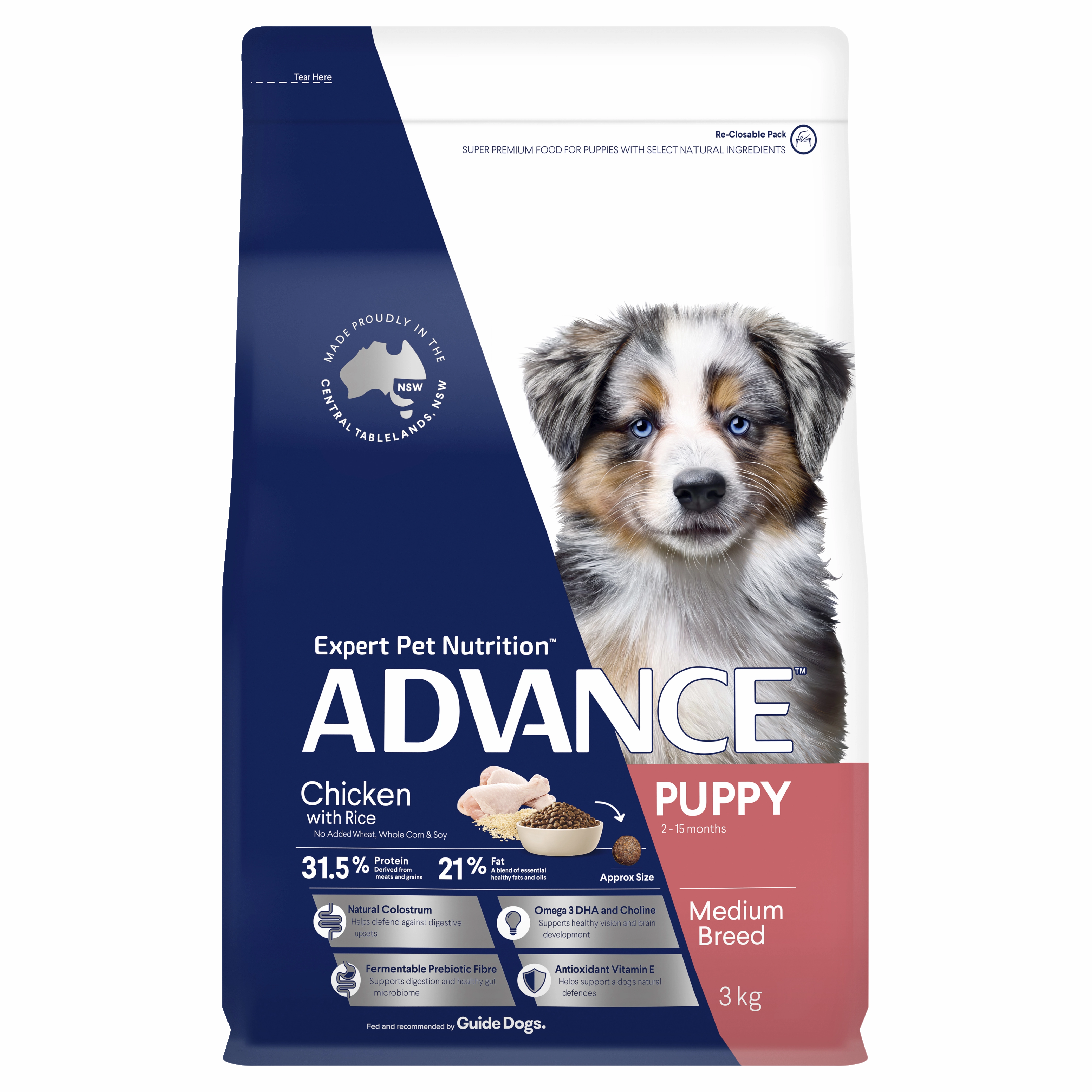 ADVANCE - Puppy Medium Breed Chicken with Rice Dog Dry Food (3kg)
