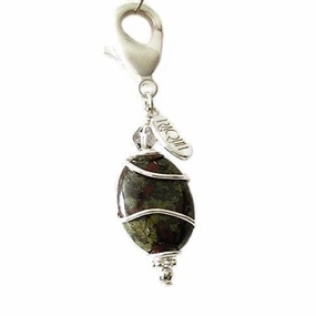 African Bloodstone Healing Dog Collar Charm Oval Pawmulet