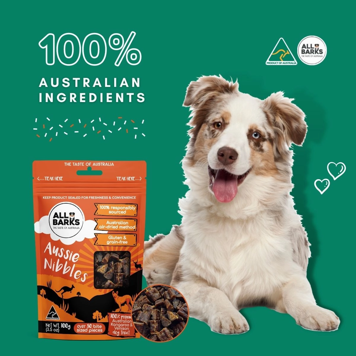 All Barks - Aussie Nibbles Kangaroo & Venison (100g)