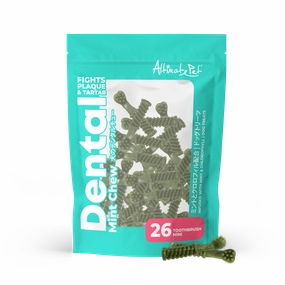 Altimate Pet Dog Dental Chews Infused with Mint & Chlorophyll - Mint Toothbrush Mini 26pcs