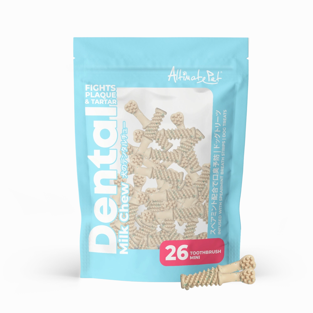 Altimate Pet Dog Dental Chews Infused with Spearmint Breath Strips - Milk Toothbrush Mini 26pcs