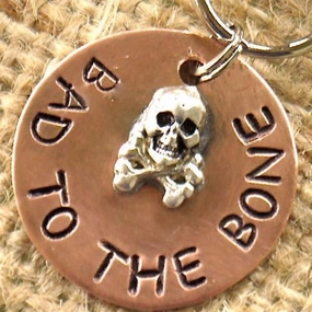 Bad To The Bone Round Dog ID Tag