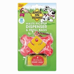 Bags on Board Marble Bone Waste Pick-Up Dispenser & Refill Bags Pink 30bags