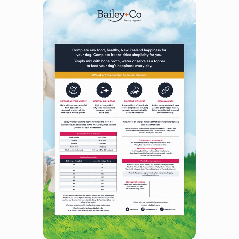 Bailey Co Dog Freeze-Dried Grass-Fed New Zealand Beef 500g