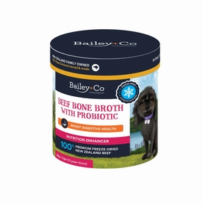 Bailey Co Dog Freeze-Dried Nutrition Enhancer Boost Digestive Health Beef Bone Broth With Probiotic 30g
