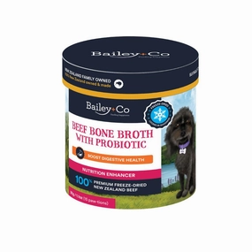 Bailey Co Dog Freeze-Dried Nutrition Enhancer Boost Digestive Health Beef Bone Broth With Probiotic 30g