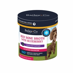 Bailey Co Dog Freeze-Dried Nutrition Enhancer Skin & Coat Support Beef Bone Broth With Blueberry 30g