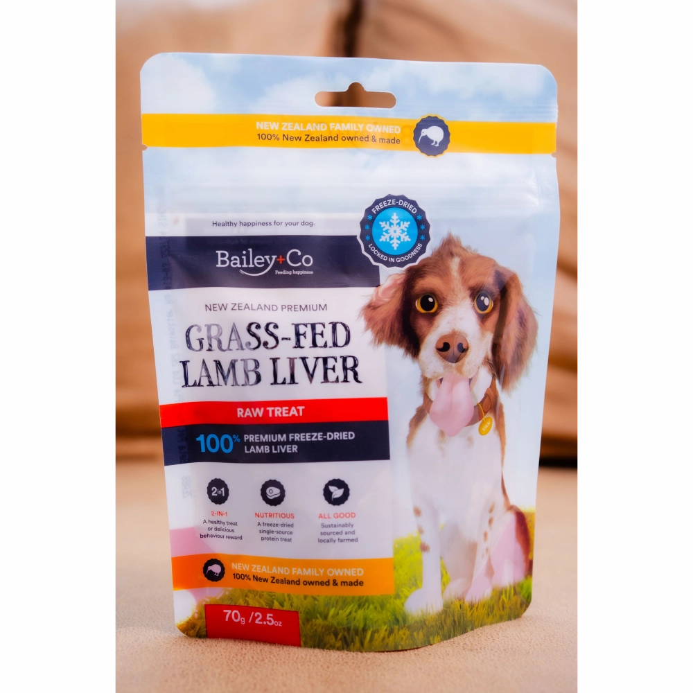 Bailey Co Dog Freeze-Dried Raw Treat New Zealand Grass-Fed Lamb Liver 70g