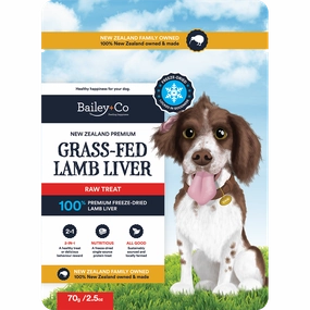 Bailey Co Dog Freeze-Dried Raw Treat New Zealand Grass-Fed Lamb Liver 70g