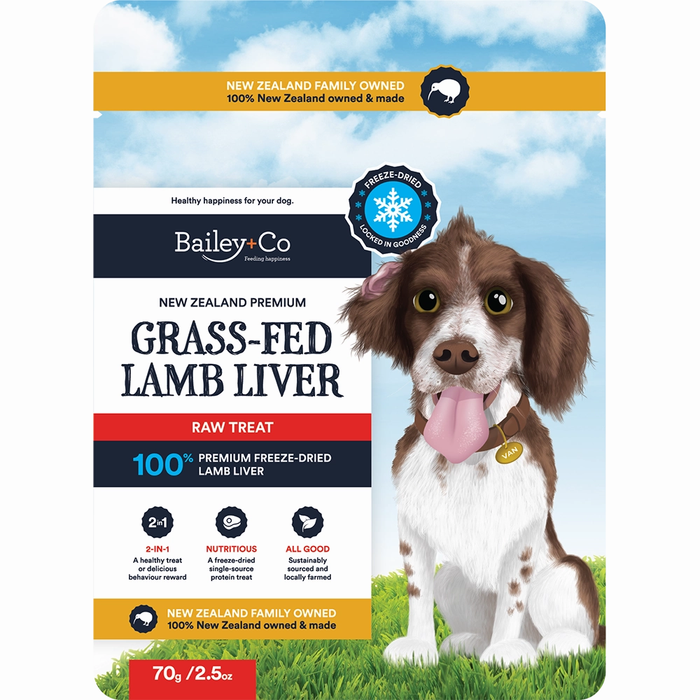 Bailey Co Dog Freeze-Dried Raw Treat New Zealand Grass-Fed Lamb Liver 70g