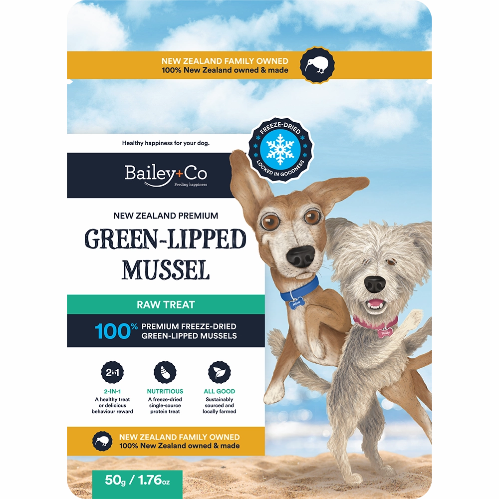 Bailey Co Dog Freeze-Dried Raw Treat New Zealand Green-Lipped Mussel 50g