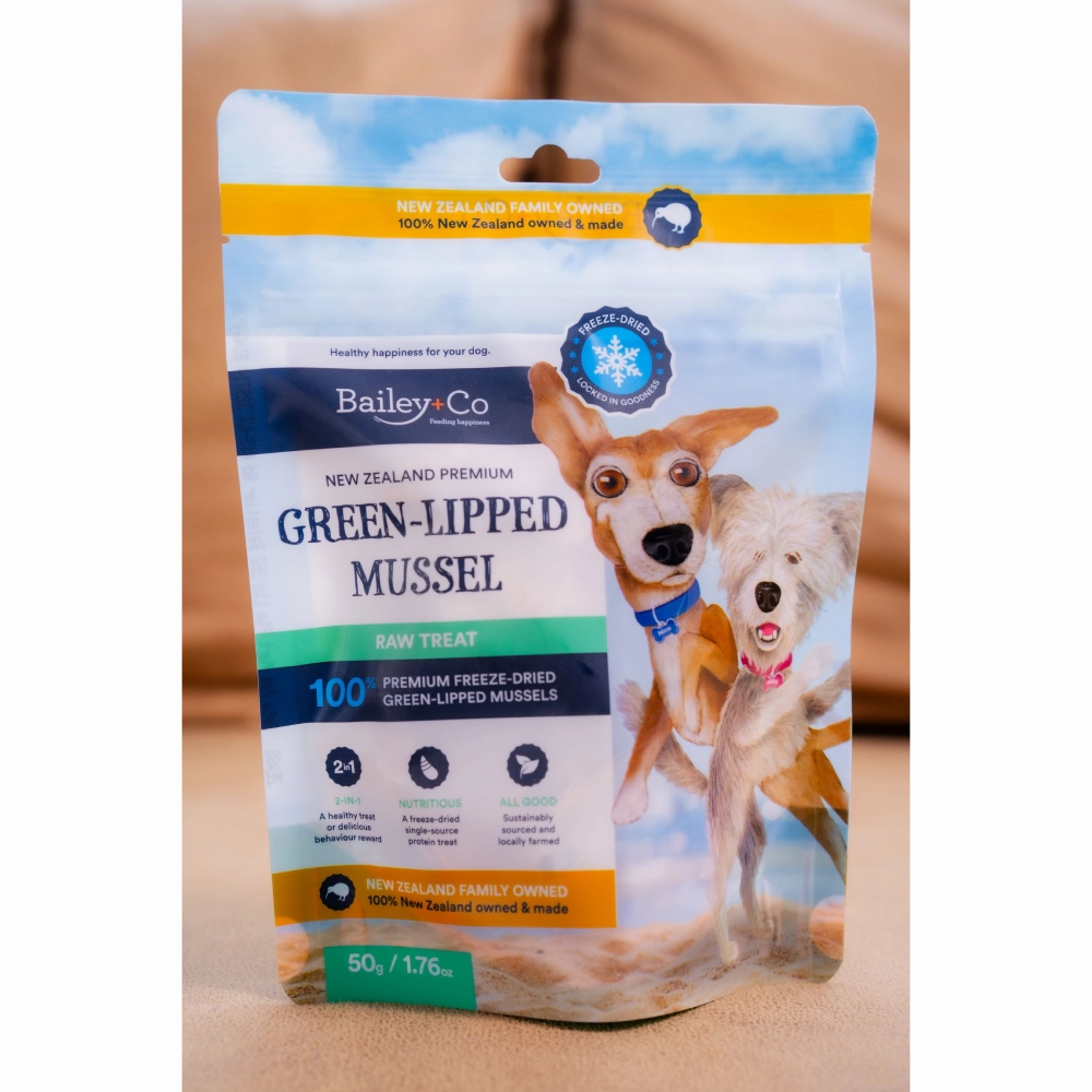 Bailey Co Dog Freeze-Dried Raw Treat New Zealand Green-Lipped Mussel 50g