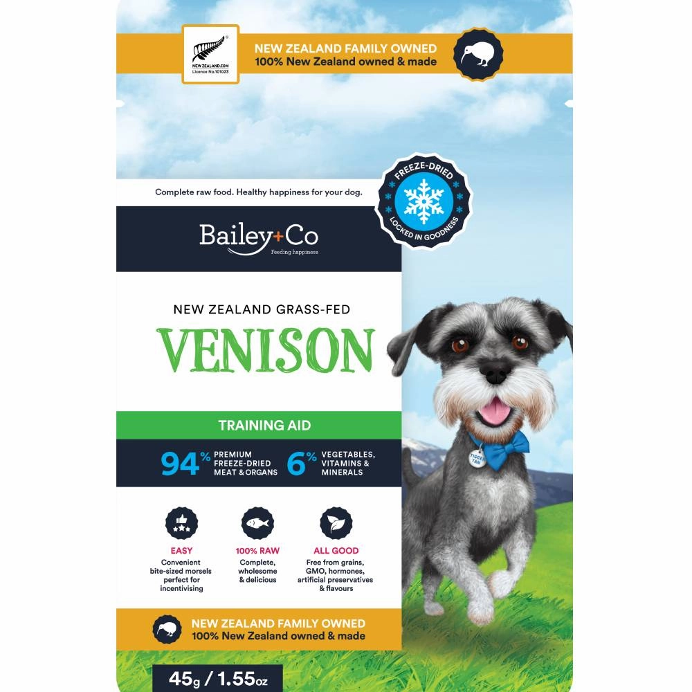 Bailey Co Dog Freeze-Dried Raw Treat New Zealand Venison 45g
