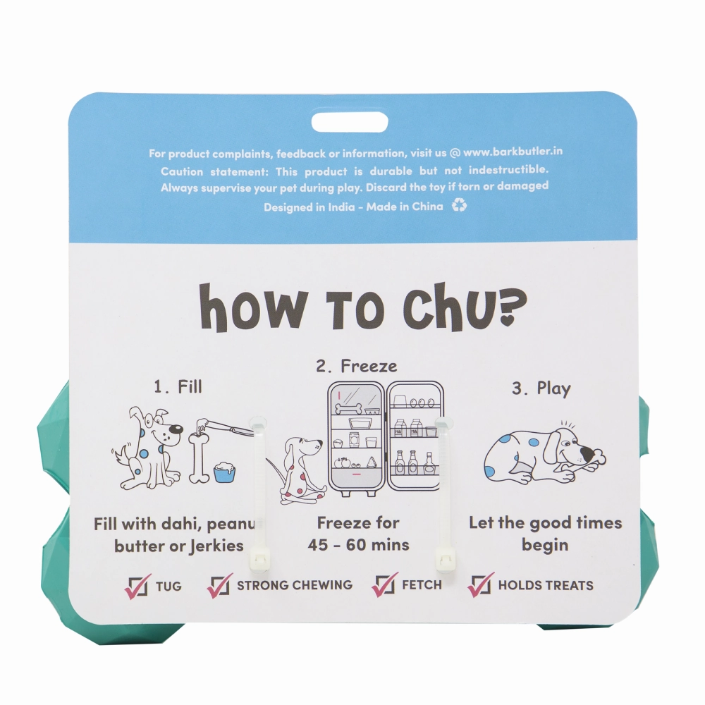 Barkbutler Chu the bone Treat Dispensing Toy for Dogs (Green)