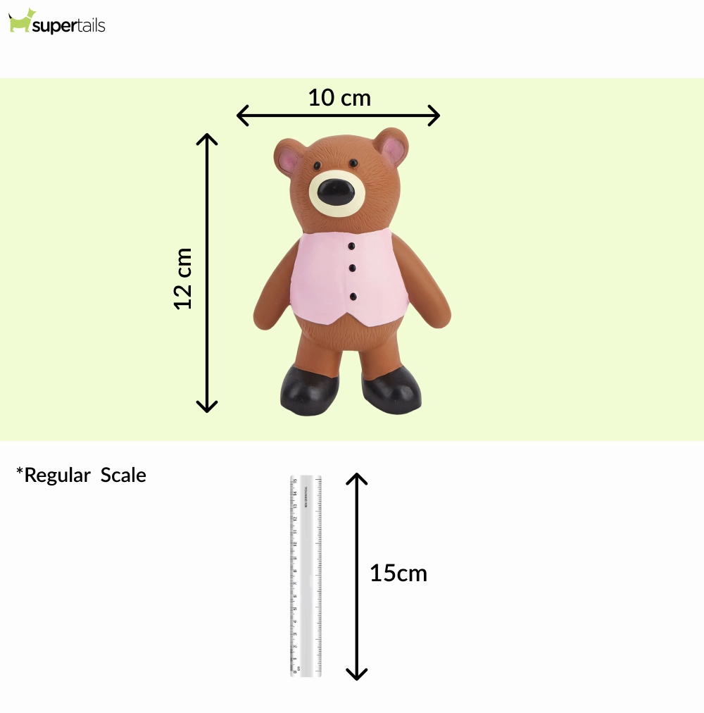 Barkbutler x Fofos Latex Bear Squeaky Toy for Dogs (Brown)