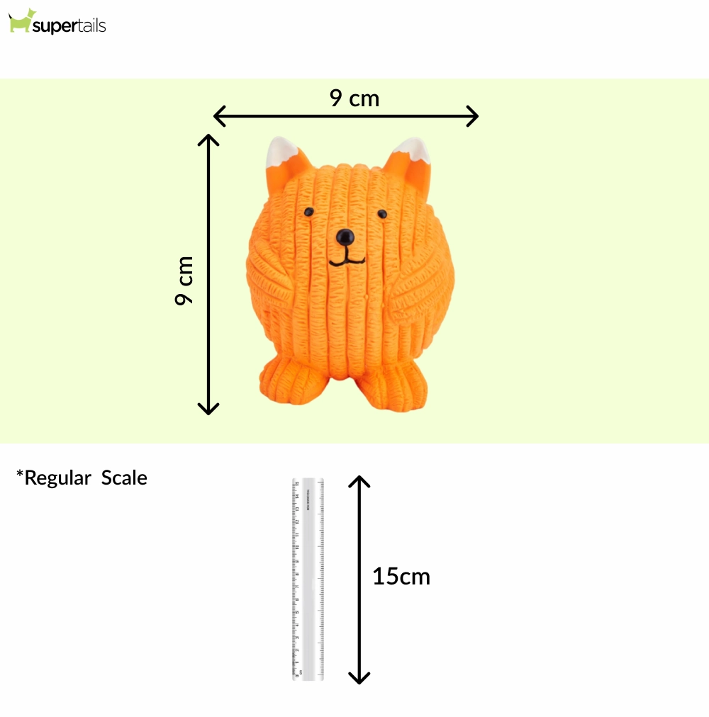 Barkbutler x Fofos Latex Fox Ball Squeaky Toy for Dogs (Orange)