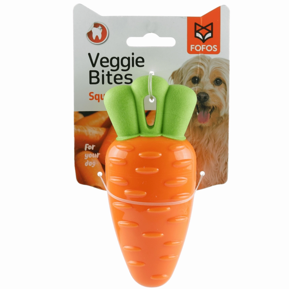 Barkbutler x Fofos Vegi Bites Carrot Squeaky Toy for Dogs | For Medium Chewers