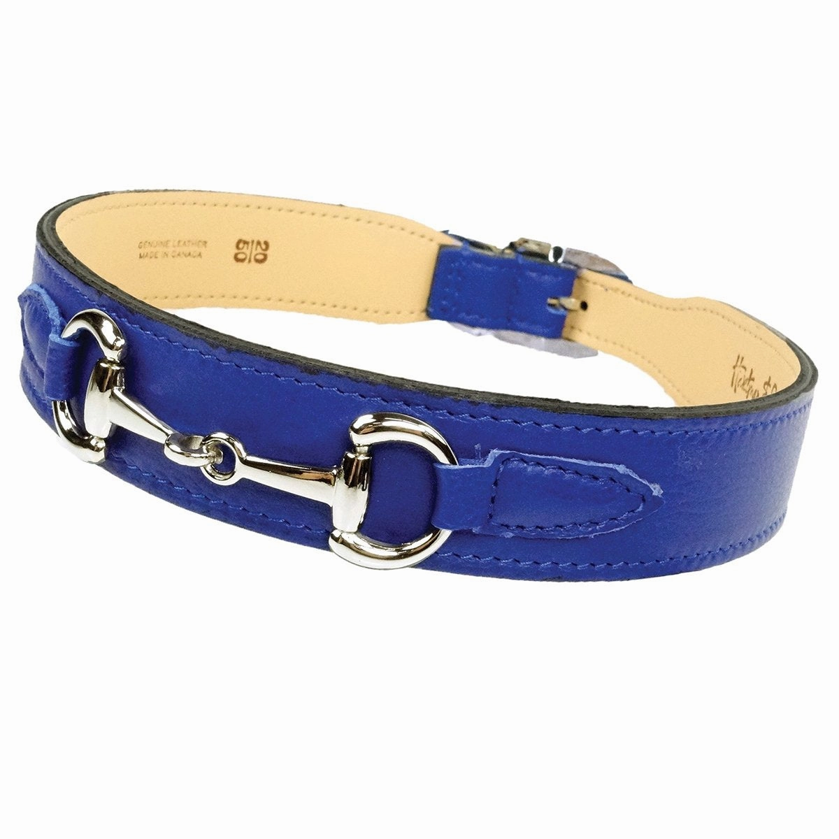 Belmont Collection Dog Collar Cobalt Blue/Nickel