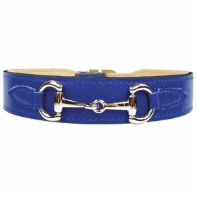 Belmont Collection Dog Collar Cobalt Blue/Nickel