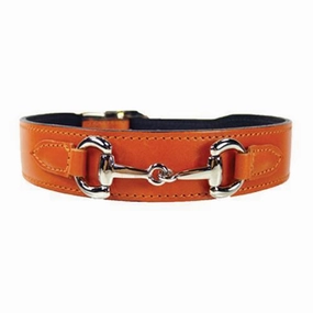 Belmont Collection Dog Collar Tangerine/Nickel