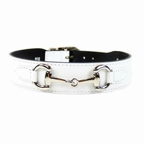 Belmont Collection Dog Collar White Patent/Nickel