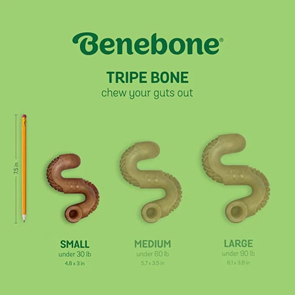 Benebone Tripe Bone Chew Toy for Aggressive Chewers Dogs