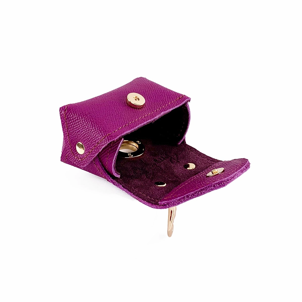 Beverly Classic Leather Dog Poop Pouch Amethyst