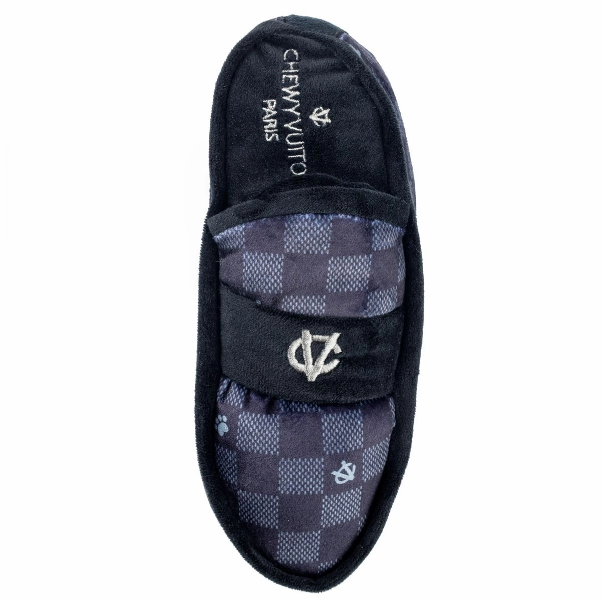Black Checker Chewy Vuiton Loafer Dog Toy