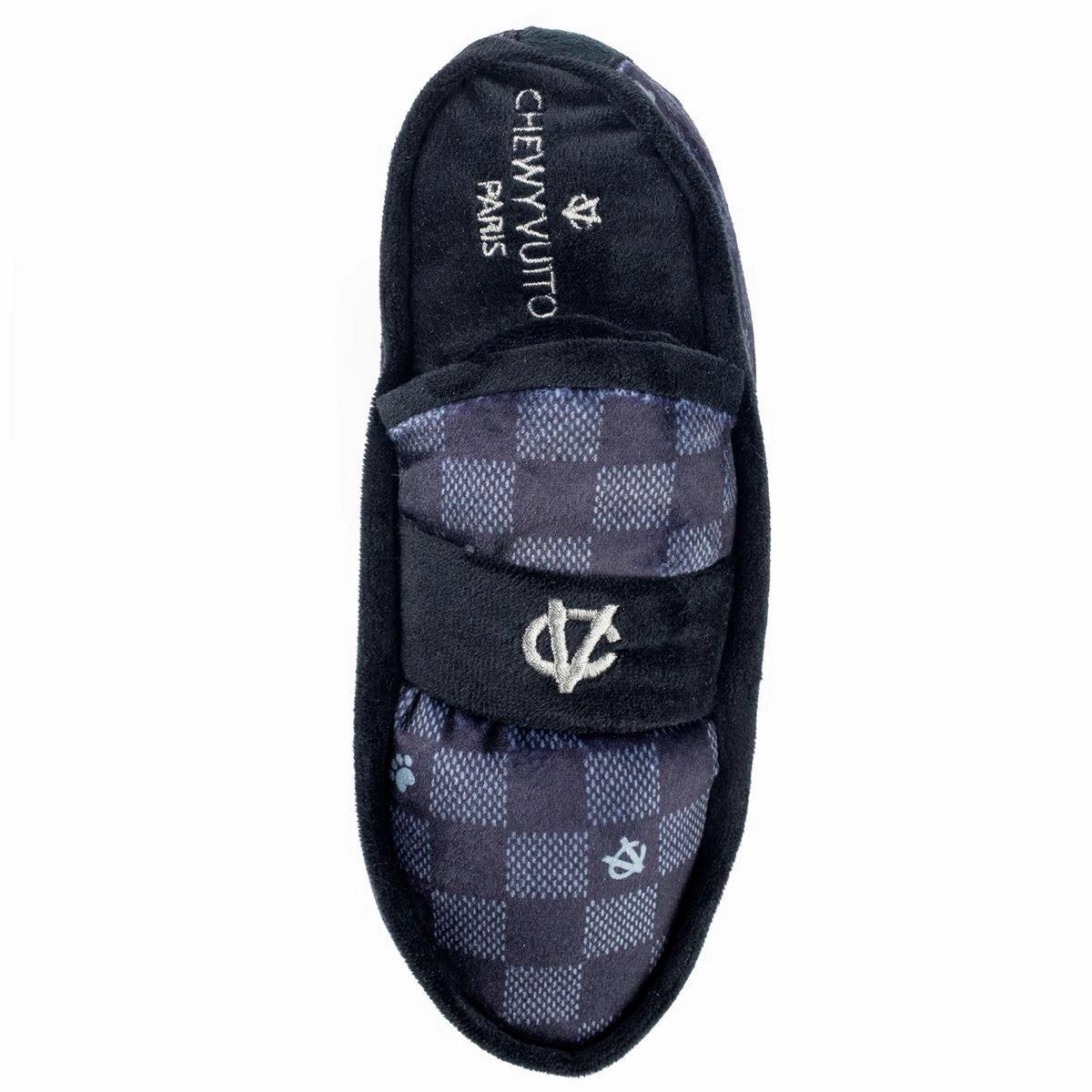 Black Checker Chewy Vuiton Loafer Dog Toy