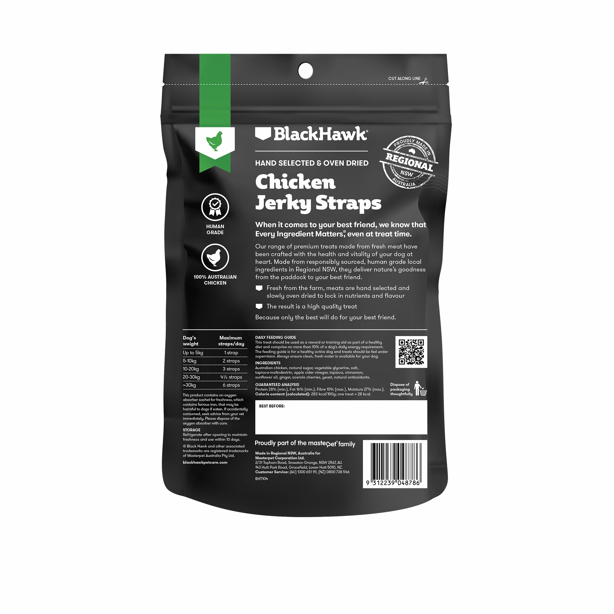 Black Hawk - Chicken Straps Dog Treats (100g)
